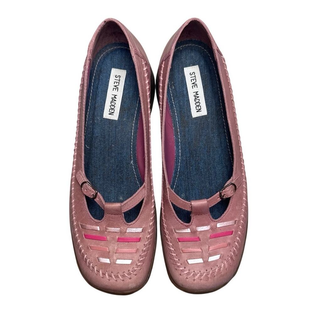 Steve Madden Ponchoo leather Mary Jane flats size 9 Good Used condition